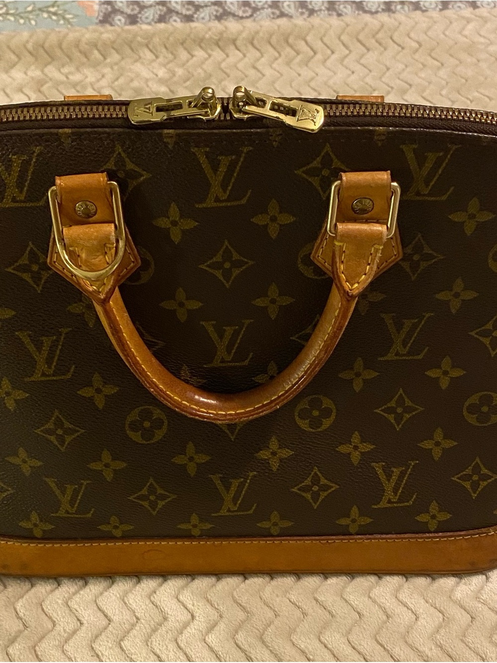 Louis Vuitton Monogram Top-Handle Alma Bag in Brown and Tan - Picture 3 of 10